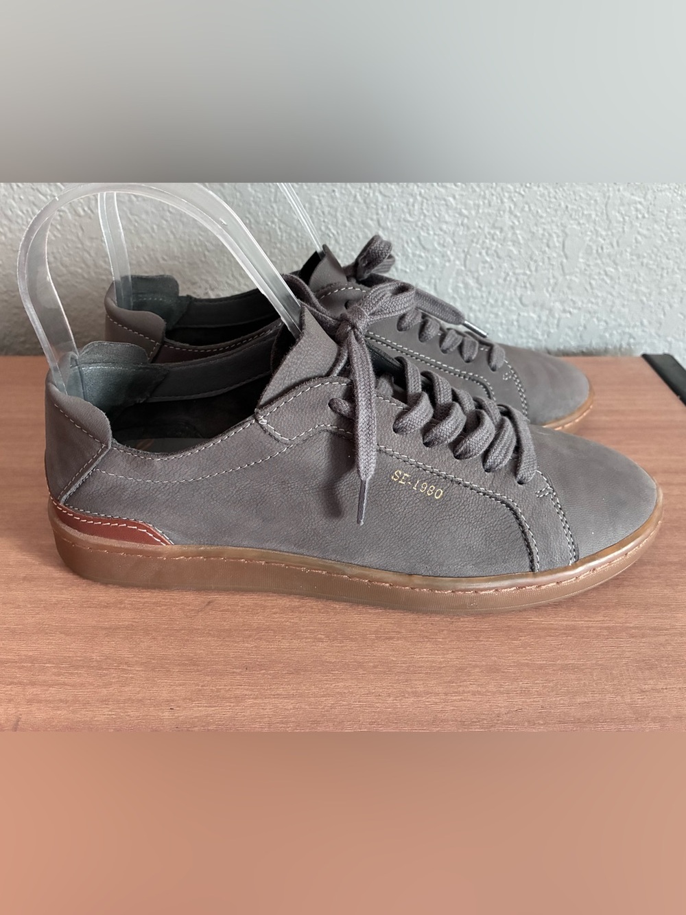 Sam Edelman Womens Leather Jayme Gray Fashion Sneaker Size 6.5 Medium